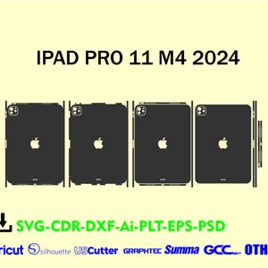 IPAD PRO 11 M4 2024 ready Skin Template Vector Cut File for Cricut, Silhouette, Graphtec Vinyl Wrap