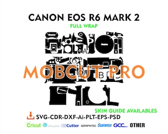 Archivo de corte de piel para Canon EOS R6 MARK 2, plantilla vectorial de piel para Canon R6 II