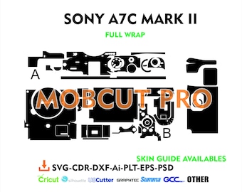 Archivo de corte de piel para Sony A7C II y Sony A7C Mark 2, plantilla vectorial de piel