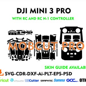 Dji mini 3 pro with controller ready Skin Template Vector Cut File for Cricut, Silhouette, Graphtec Vinyl Wrap