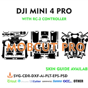 dji mini 4 pro with controller ready Skin Template Vector Cut File for Cricut, Silhouette, Graphtec Vinyl Wrap