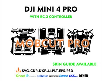 dji mini 4 pro with controller ready Skin Template Vector Cut File for Cricut, Silhouette, Graphtec Vinyl Wrap