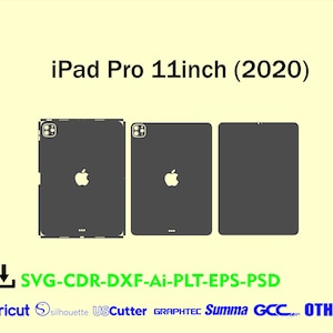 iPad Pro 11inch 2020 ready Skin Template Vector Cut File for Cricut, Silhouette, Graphtec Vinyl Wrap