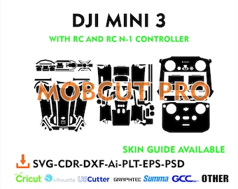 Dji mini 3 mit Controller ready Skin Vorlage Vektor Datei für Cricut, Silhouette, Graphtec Vinyl Wrap