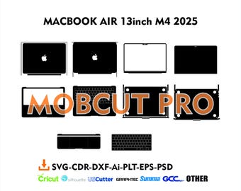 macbook air 13 inch M4 2025 ready Skin Template Vector Cut File for Cricut Silhouette Graphtec Vinyl Wrap