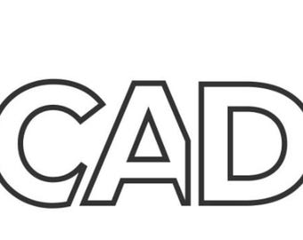 May include: The word "CAD" is displayed in bold, sans-serif font. The letters are outlined in black, with a white fill. The image is a simple, graphic representation of the letters.