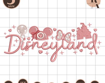 Valentine WDW Cartoon Embroidery Design, Castle and Mouse Ears Embroidery File, Magic Kingdom Idea, Pink Mk Mn Mouse Design,Cartoon Fan Gift