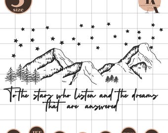 Archivo de bordado "A las estrellas que escuchan y a los sueños que reciben respuesta", diseño de bordado Velaris Acotar, regalo para amantes de los libros