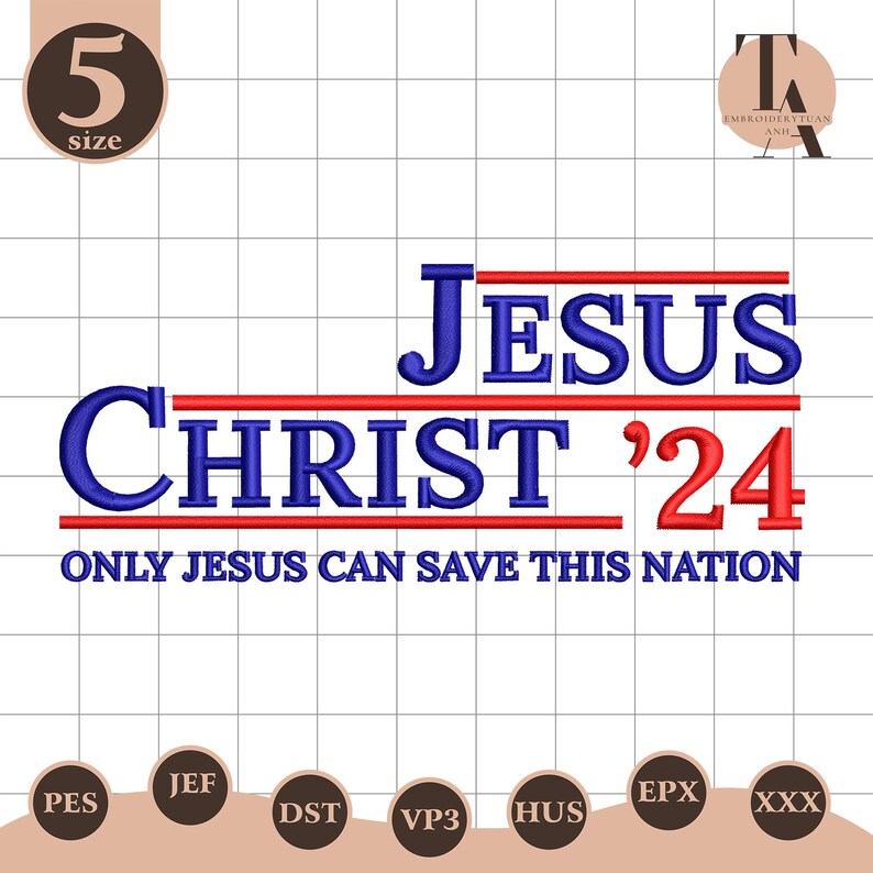 Jesus Label Jesus Christ 24 Embroidery Design, Christian Faith Political Religious ...