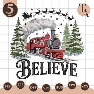 Christmas Believe Embroidery File, Jesus Christian Embroidery Design, Merry Christmas Idea, Merry And Bright Design, Winter Holiday Gift