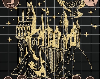 Magic Castle Embroidery Design, Fantasy School Embroidery File, Wizard Castle Design, Owl Letter Artwork