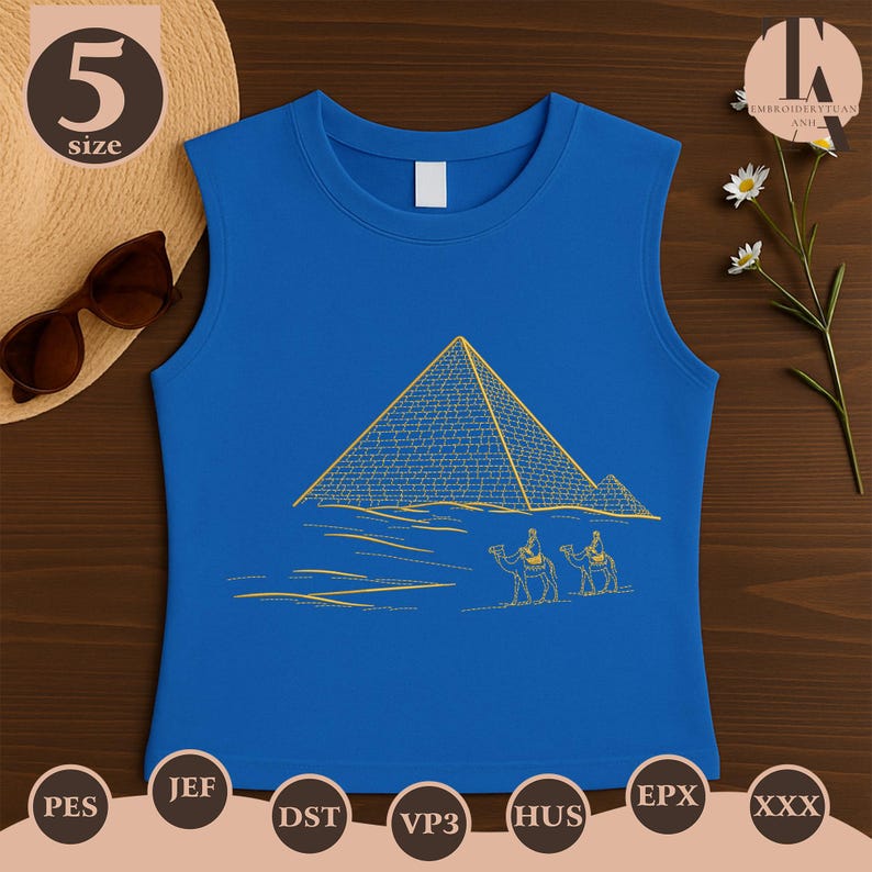 Pyramids Embroidery Pyramid Embroidery Design, Egypt Desert Embroidery File, Camel ...