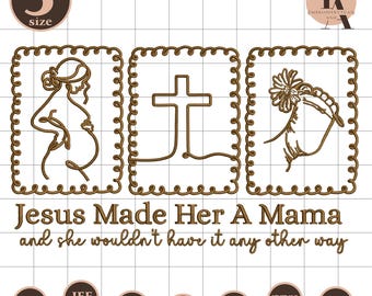 Jesus Made Her A Mama Embroidery Design, Christian Quote Embroidery Pattern, Mom Life Shirt Idea, Christian Aesthetic File