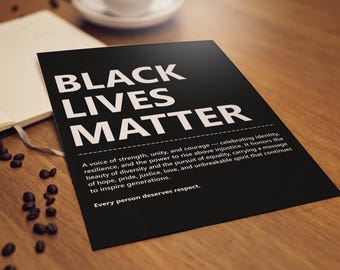Black Lives Matter Poster, Equality and Empowerment Wall Art Print, Unity Quote Digital Download