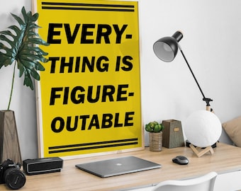 Impresión con cita motivacional: Todo es posible, decoración de oficina moderna (descarga digital)