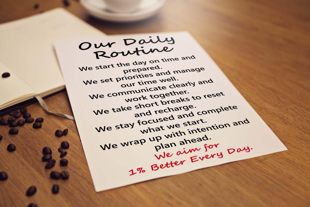 Our Daily Routine Office Wall Art, Team Productivity Modern Office ...