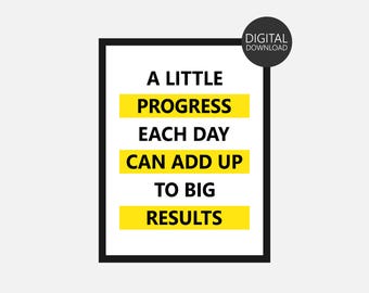 A Little Progress Each Day wall Art, Inspirational Poster, Progress Quote, Motivational Office Decor, School Counselor, Mental Health Poster