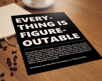 Póster motivacional "Todo es solucionable", póster de afirmación, mentalidad de crecimiento, cita inspiradora, arte mural inspirador, impresión para oficina