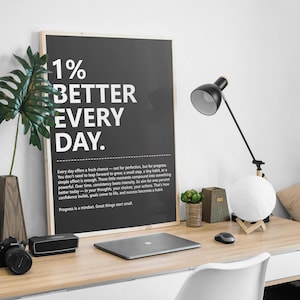1% Better Every Day Wandkunst, Inspirierendes Zitat Poster, Denkweise und Wachstum Zitat, Motivations Entrepreneur Büro Dekor, digitaler Download