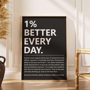 1% Better Every Day motivierende druckbare Kunst Zitate, Fitnessstudio Inspirational Poster, digitaler Download