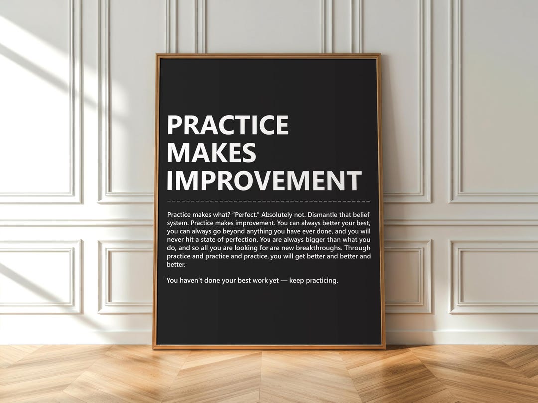 Practice Makes Improvement Wall Art, Progress Over Perfection Poster ...