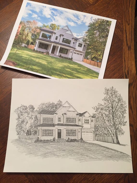 Hand Drawn Rendering of Your House | Etsy
