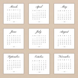 Calendário 2025 Mini Calendário 2025 Cartão Calendário 2025 Calendário de bolso 2025 Calendário para impressão Mini Calendário 3 x 3 polegadas PDF Início domingo e segunda-feira