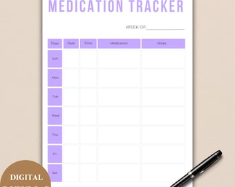 Medication Tracker, Medication Log, Printable Medicine Log, Medication Sheet, Medicine Intake Tracker, PDF