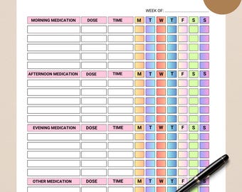 Medication Tracker, Medication Log, Printable Medicine Log, Medication Sheet, Medicine Intake Tracker, PDF