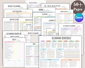 ADHD Cleaning Planner Bundle, ADHD Cleaning Checklist, ADHD Chore Chart, Home Cleaning Schedule, Family Chore Chart, Declutter, Editable Pdf