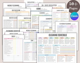 ADHS Putzplaner Bundle, ADHS Putzcheckliste, ADHS Putzplan, Hausputzplan, Familienplan, Putzplan, bearbeitbare Pdf Datei