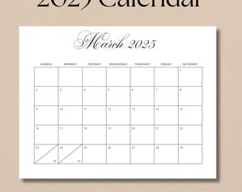 2025 Calendar 2025 Monthly Planner Monthly Calendar 2025 A4 Letter Size Wall Calendar PRINTABLE PDF Calendar with Notes