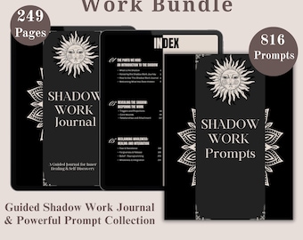 Shadow Work Journal and Prompts Bundle | 800+ Anxiety and Inner Child Healing Prompts and Exercises |Digital Spiritual Journal | Printable
