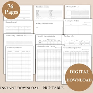 Planificador de jardín imprimible, planificador de plantas, diario de jardín, organizador de jardín, registro de plantas, cuaderno de registro de jardinería, gastos de jardín, carta de EE. UU. en PDF
