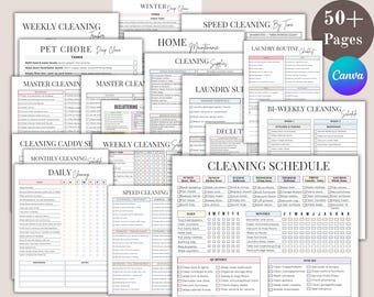ADHD Cleaning Planner Bundle, ADHD Cleaning Checklist, ADHD Chore Chart, Home Cleaning Schedule, Family Chore Chart, Declutter, Editable