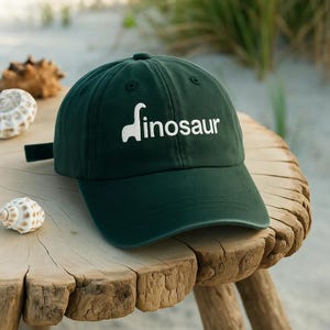 Dinosaur Embroidered Hat – Minimal Dino Wash, Baseball or 2-Tone Cap – Cute Prehistoric Gift for Dino Fans, Paleontology Lovers