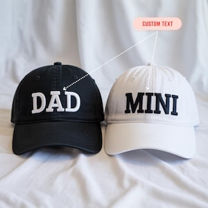 Custom Dad and Mini Hat – Personalized Embroidered Matching Baseball Caps for Father and Child, Daddy & Me Gift, Custom Text Hat