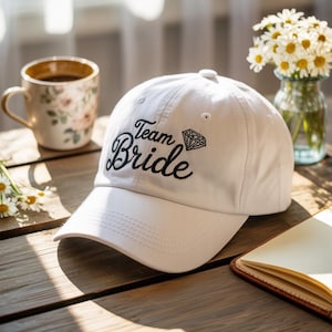Team Bride Embroidered Hat, Custom Bridal Party Baseball Cap, Wash Cap, 2-Tone Cap, Bachelorette Gift for Bridesmaids Wedding