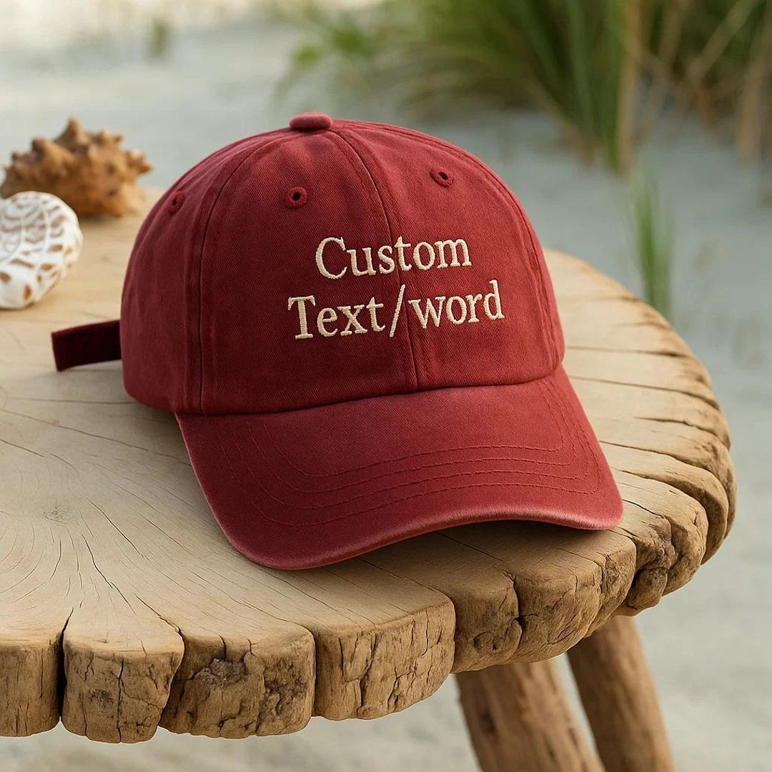 Custom Text Embroidered Hat – Personalized Wash Cap, Baseball Cap, or 2 ...