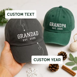 Custom Grandpa Embroidered Hat, Personalized Grandad Baseball Cap with Year, Wash Cap for New Grandparents, Father’s Day Gift for Him