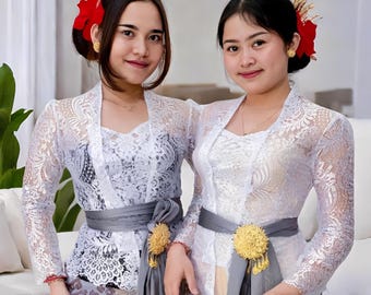 Elegant Non Sequin Kebaya Blouse with Flower Design,Bali Kebaya,Balinese Dress,Kebaya Bali,Bali Blouse,Balinese Kebaya,Kebaya Vintage