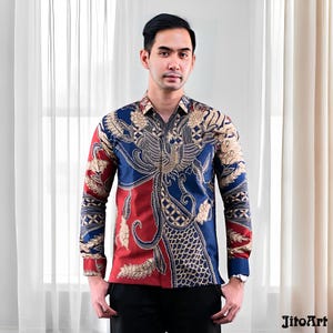 Handara Batik Men&#39;s Reswara Slim Fit Long Sleeve Premium Full Lining,Men Batik,Batik,Men Batik Shirt,Men&#39;s Batik Shirts,Batik Shirt
