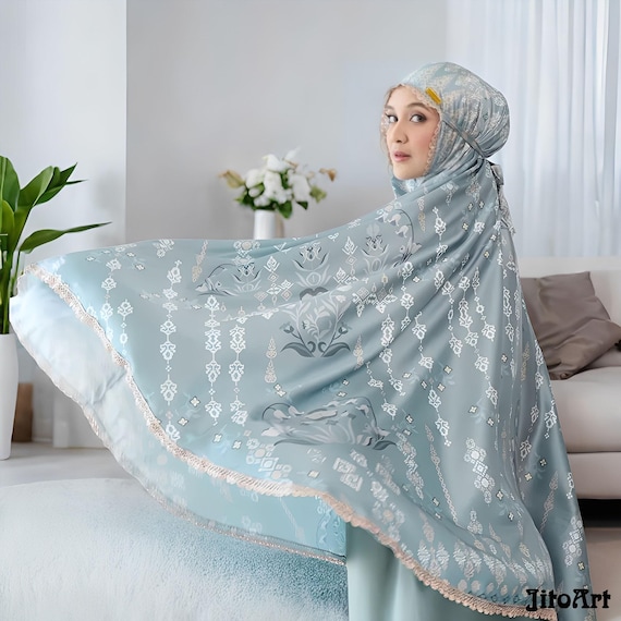 Prameswari Mukena Premium Silk Mint Color Cool and Elegant,Mukena,Muslim Prayer Dress,Muslim Prayer Attire,Prayer Outfit