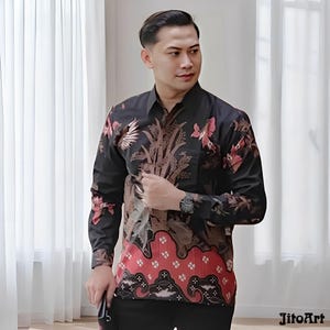 Batik Canda Elegant and Comfortable Long Sleeve Men&#39;s Shirt,Men Batik,Batik,Men Batik Shirt,Men&#39;s Batik Shirts,Batik Shirt,Batik for Men
