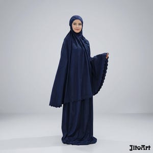 Premium Cotton Mukena Set Laser Cut Prayer Outfit for Women Travel Size