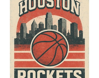 Vintage poster Houston Rockets: retro NBA-kunst (digitale download)