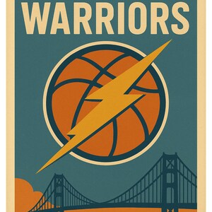 Golden State Warriors Retro Vintage Poster | NBA Basketball Wall Art Print
