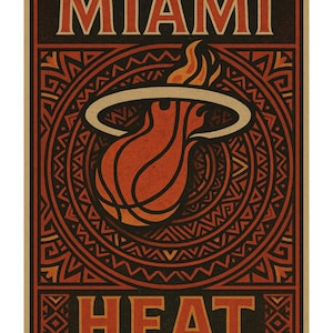 Miami Heat Vintage Basketball Poster – Retro Nba Basketball Wall Art Print, Miami Heat Digital Download, Nba printable art mockup