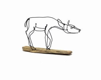 Big Buck Deer Sculpture Minimalist Art One Strand of Wire 3-D Art White Tail Deer Wire Art