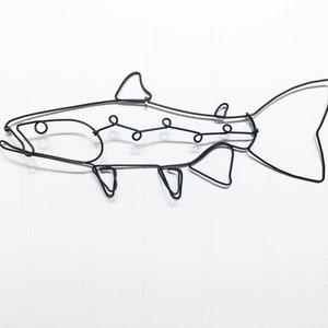 Right Facing Bass Wire Sculpture, Fish Wall Hanging 